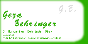 geza behringer business card